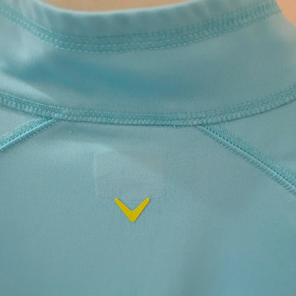 CALLAWAY Women’s Long Sleeve 1/4 Zip Activewear Pullover in Aqua Blue & Yellow M - Picture 9 of 11